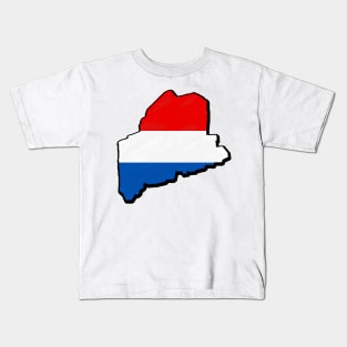 Red, White, and Blue Maine Outline Kids T-Shirt